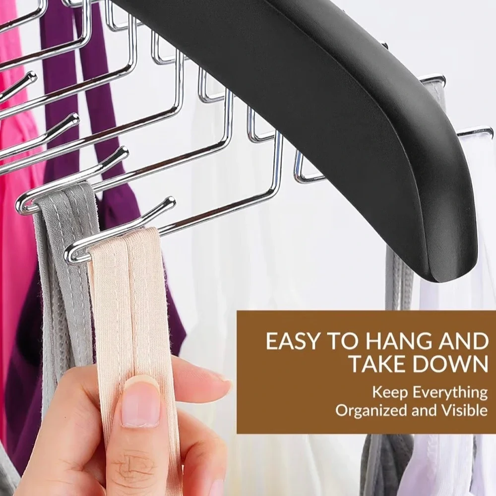 Zedodier Wooden Belt Tie Organizer Hanger 24 Hooks Tank Top Bra Camisole Holder